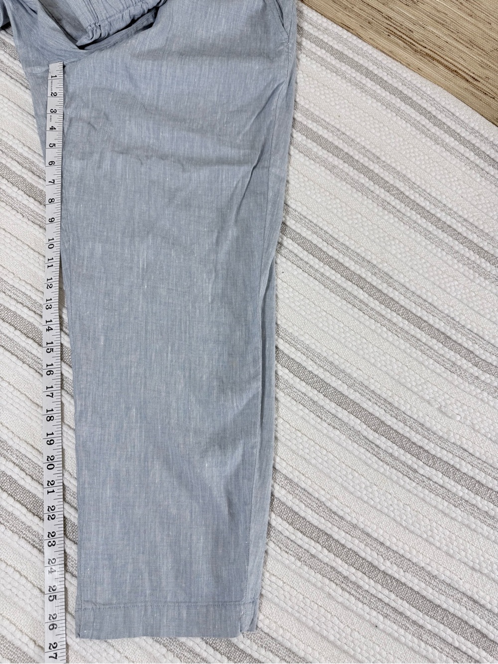 Lou & Grey Linen Blend Pull-On Cropped Pants Bundle Elastic Waist Blue Beige M - Picture 9 of 16